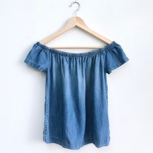 Cloth & Stone Denim Chambray Off-Shoulder Top